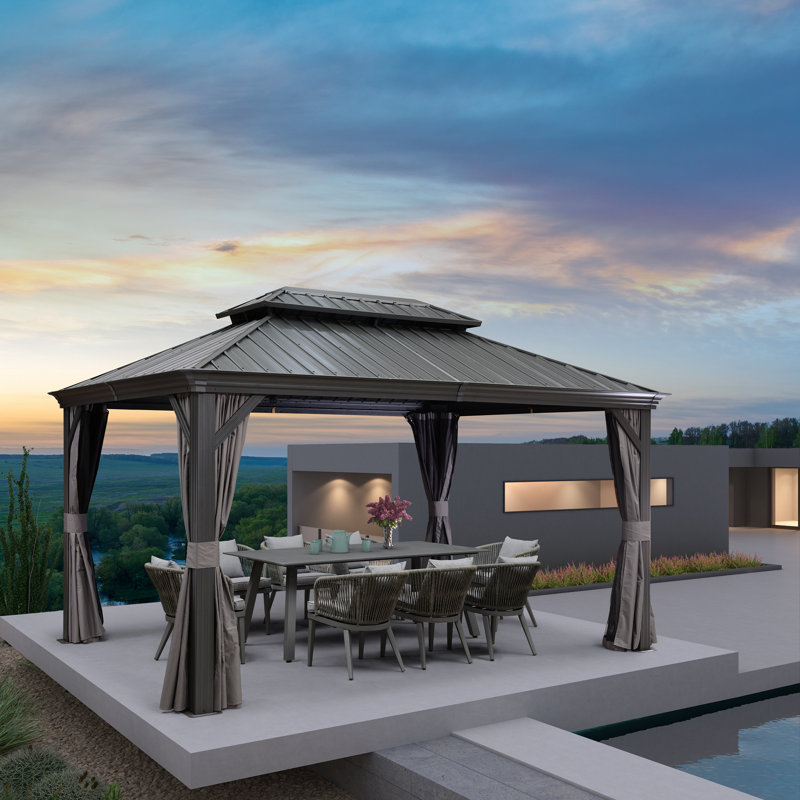 Purple Leaf Outdoor 14 Ft. W x 10 Ft. D Aluminum Patio Gazebo Wayfair